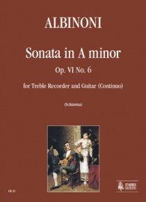 Sonata in A min Op. VI No. 6 for Treble Recorder and Guitar (Continuo), de Tomaso Albinoni